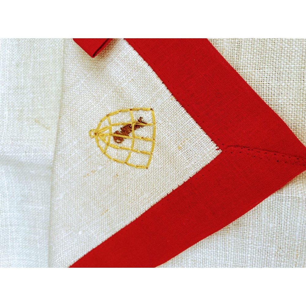 Vintage 1940s Linen Luncheon Tablecloth Napkins Man Sombrero Birdcage Embroidery - Picture 3 of 11